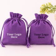 (Pack Of 100) Custom Cotton Drawstring Purple Jewelry Packaging Pouch